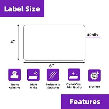 AveneMark 4 Stacks 2000 Labels 4" x 6" Fanfold Direct Thermal Labels, Postage Shipping Labels Paper ...