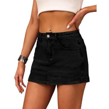 BISUAL Denim Skort for Women High Waist Mini Denim Skirt Casual Stretch Women Jean Skirt with Pocket...