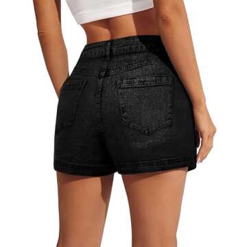 BISUAL Denim Skort for Women High Waist Mini Denim Skirt Casual Stretch Women Jean Skirt with Pockets, Small, Black