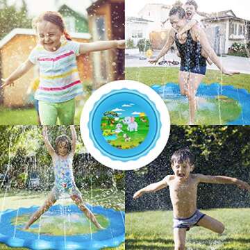 VOROSY Upgraded 79" Sprinkler & Splash Play Mat, Splash Pad, Inflatable Summer Outdoor Sprinkler Pad Water Toys Fun for Children, Infants, Toddlers, Boys, Girls and Kids