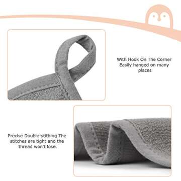 Momcozy Baby Washcloths, Ultra Soft Absorbent Towel, 8pcs Newborn Bath Face Towel, Natural Reusable Baby Wipes for Sensitive Skin, Baby Registry as Shower, 10"x10" (Gray)