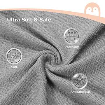 Momcozy Baby Washcloths, Ultra Soft Absorbent Towel, 8pcs Newborn Bath Face Towel, Natural Reusable Baby Wipes for Sensitive Skin, Baby Registry as Shower, 10"x10" (Gray)