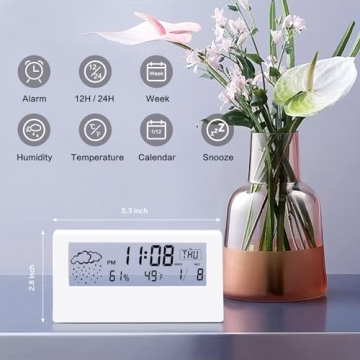 LuxSoramia Digital Alarm Clock with Temperature & Humidity