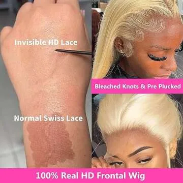 613 Lace Front Wig Human Hair 13x4 HD Transparent Straight Wigs Human Hair Blonde Lace Front Wigs Human Hair Pre Plucked Glueless Wigs Human Hair Blonde Lace Frontal Human Hair Wigs 180% Density