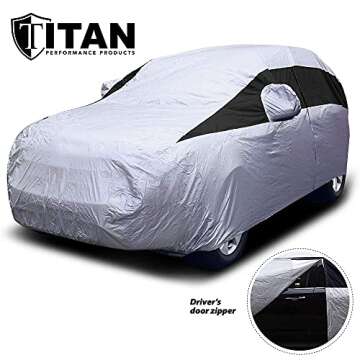 Titan Lightweight Poly 210T Car Cover for Mid-Size SUVs 188-206" - Waterproof, UV Protection, Scratc...