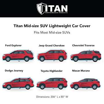 Titan 210T Waterproof Car Cover for Mid-Size SUVs