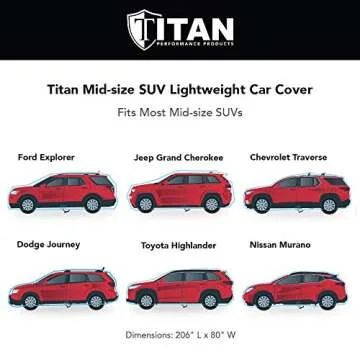 Titan 210T Waterproof Car Cover for Mid-Size SUVs