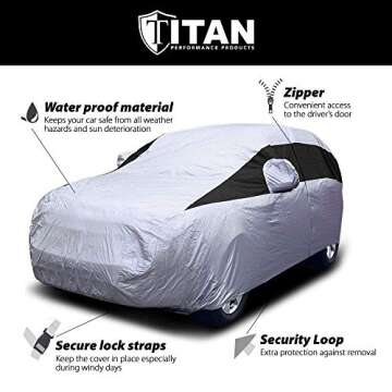Titan 210T Waterproof Car Cover for Mid-Size SUVs