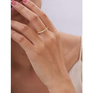 IMOLOVE Moissanite Wedding Band Wedding Rings for Women 925 Sterling Silver Rings with 18K White Gold Plated Eternity Stackable Engagement Ring Anniversary Band Size 4.5-y