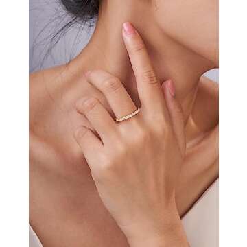 IMOLOVE Moissanite Wedding Band Wedding Rings for Women 925 Sterling Silver Rings with 18K White Gold Plated Eternity Stackable Engagement Ring Anniversary Band Size 4.5-y