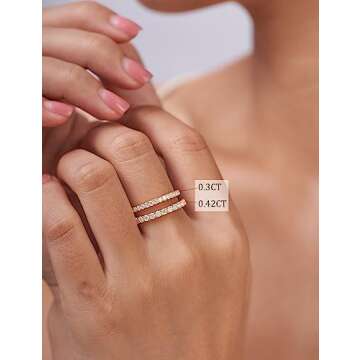 IMOLOVE Moissanite Wedding Band Wedding Rings for Women 925 Sterling Silver Rings with 18K White Gold Plated Eternity Stackable Engagement Ring Anniversary Band Size 4.5-y