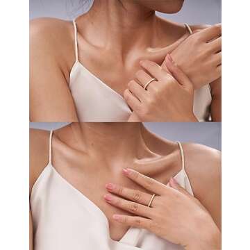 IMOLOVE Moissanite Wedding Band Wedding Rings for Women 925 Sterling Silver Rings with 18K White Gold Plated Eternity Stackable Engagement Ring Anniversary Band Size 4.5-y