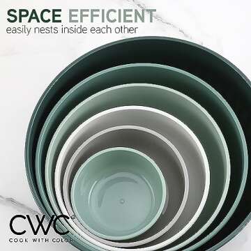COOK WITH COLOR Prep Bowls with Lids- Wide and Deep Nesting Plastic Small Mixing Bowl Set with Lids,...