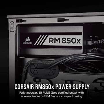 Corsair RM850x 80 Plus Gold, 850 Watts, Fully Modular ATX Power Supply Unit - Black