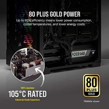Corsair RM850x 80 Plus Gold, 850 Watts, Fully Modular ATX Power Supply Unit - Black