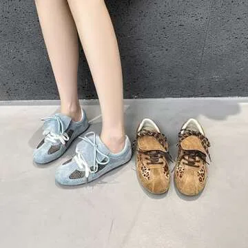 goisuzro Leopard Sneakers for Women Urban Sport Running Shoes Comfortable Fashion Walking Shoes Leopard Print Sneakers (Coffee, Adult, Women, 9, Numeric, US Footwear Size System, Medium)