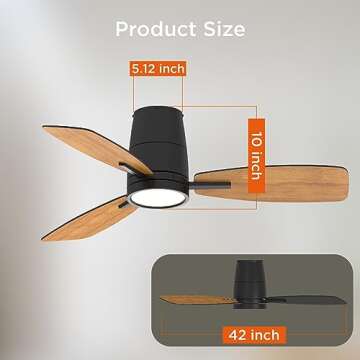 TALOYA Ceiling Fan with Lights and Remote Control 42 inch Multifunctional Quiet Fan with Three Color...