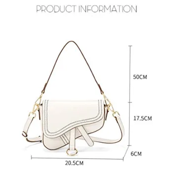 Women's Vintage Stitching Mini Saddle Bag Crossbody Shoulder Strap Small Purse (White)