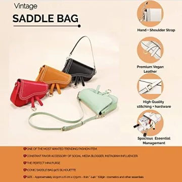 Women's Vintage Stitching Mini Saddle Bag Crossbody Shoulder Strap Small Purse (White)