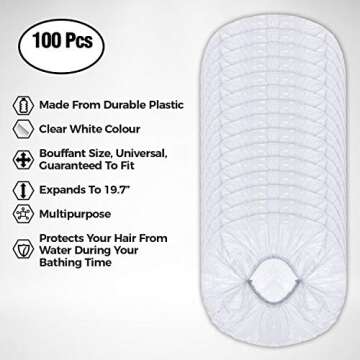 Disposable Shower Caps- 100Pcs Plastic Shower Caps- Universal Size- Elastic Bathing Caps for SPA, Sa...