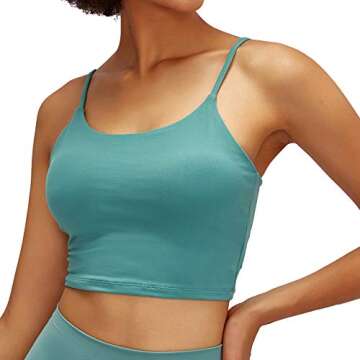Lemedy Women Padded Sports Bra Fitness Workout Running Shirts Yoga Tank Top (XL, Teal Green)
