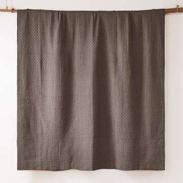 Levtex Home - Cross Stitch Cocoa Quilt Set - 100% Cotton - King/Cal King Quilt (106x92in.) + 2 King Shams (36x20in.) - Reversible - Cotton Fabric