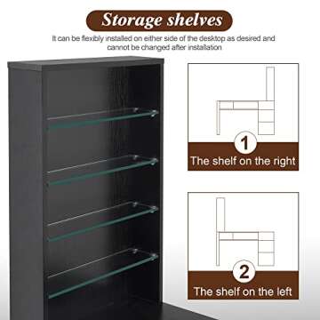 BarberPub Manicure Table with Storage Shelves