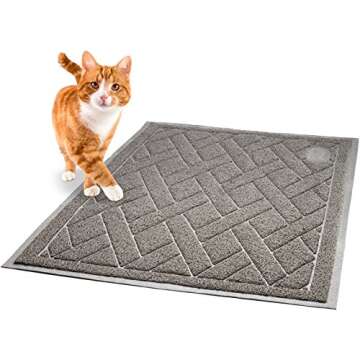 Pawkin Cat Litter Mat, Patented Design with Litter Lock Mesh, Extra Large, Durable, Easy to Clean, Soft, Fits Under Litter Box, Litter Free Floors, Gray