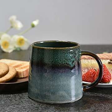 wewlink Unique Kiln Altered Glaze Ceramic Coffee Mug 16.5 Oz