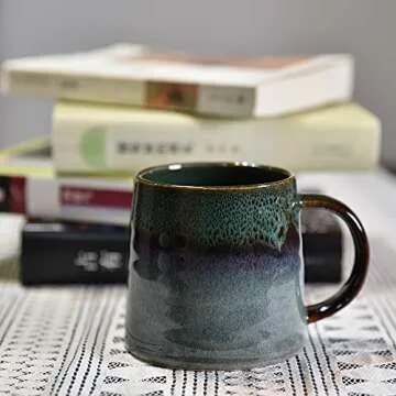 wewlink Unique Kiln Altered Glaze Ceramic Coffee Mug 16.5 Oz