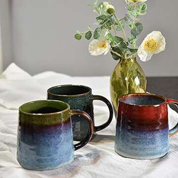 wewlink Unique Kiln Altered Glaze Ceramic Coffee Mug 16.5 Oz