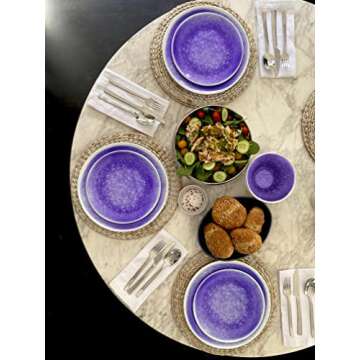 Bzyoo 12 Piece Melamine Dinnerware Set - Durable, Dishwasher Safe Plates and Bowls - Casual Dining, ...