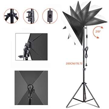 Softbox Lighting Kit, 135W 5500K LED Bulb 50x70cm SoftBox with Socket Continuous Photography Lighting Kit for YouTube Video, Portrait for Studio Lighting