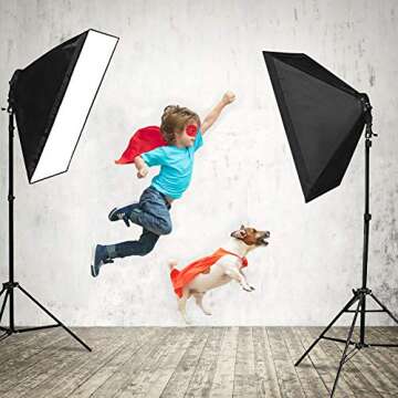 Softbox Lighting Kit, 135W 5500K LED Bulb 50x70cm SoftBox with Socket Continuous Photography Lighting Kit for YouTube Video, Portrait for Studio Lighting