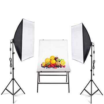 Softbox Lighting Kit, 135W 5500K LED Bulb 50x70cm SoftBox with Socket Continuous Photography Lighting Kit for YouTube Video, Portrait for Studio Lighting