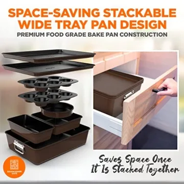 NutriChef Nonstick Bakeware Set - 8 Pieces, Oven Safe & Stackable
