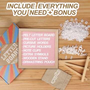 Pink Felt Letter Board 10x10in Changeable Letter Board with Letters White Precut, Felt Message Board, Oak Frame Wooden Letter Board, Baby Announcement Sign, Pregnancy Milestones Classroom Office Decor