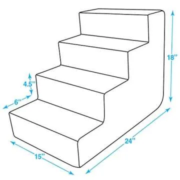 Best Pet Supplies Dog Stairs & Steps - Foam Steps for Small Dogs & Cats, Non-Slip Indoor Balanced Pet Step Support, Dog Ramp, No Assembly, Ivory, 4-Step (18-inch Height).