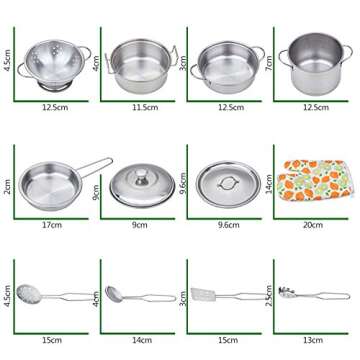 Play Pots and Pans Kids Cookware Set for Pretend Cooking
