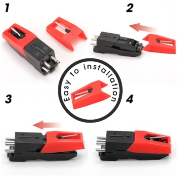 1 Cartridge with 4 Record Player Needles Replacement – Diamond Stylus for Crosley, ION, Victrola, ...