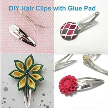 Lawie 50 Pack Bulk 2 Inch 5 CM Glue Pad Snap Metal Hair Clips Barrettes Hairpins Clips Hairgrips Cra...
