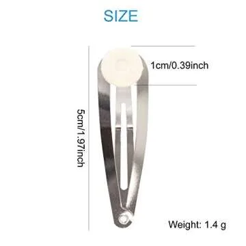 Lawie 50 Pack Bulk 2 Inch 5 CM Glue Pad Snap Metal Hair Clips Barrettes Hairpins Clips Hairgrips Craft DIY Accessories