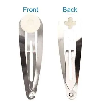 Lawie 50 Pack Bulk 2 Inch 5 CM Glue Pad Snap Metal Hair Clips Barrettes Hairpins Clips Hairgrips Craft DIY Accessories