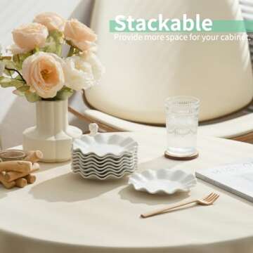 OMAYKEY 6 Inch Ceramic Dessert Plates Set of 18 - Versatile White Dining Set