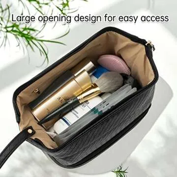 Abiudeng Large Makeup Bag - Waterproof Leather Cosmetic Case