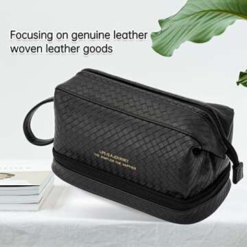 Abiudeng Large Makeup Bag - Waterproof Leather Cosmetic Case