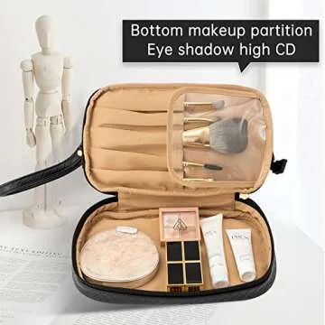 Abiudeng Large Makeup Bag - Waterproof Leather Cosmetic Case