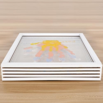 Family Handprint Frame Kit for 4 with 12 Paints&9 Pens,New Parents Gifts for Couples After Birth,Baby Shower Gifts for Mom and Dad,Mothers Fathers Day Craft Wood,Christmas Birthday Gift(White)