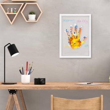 Family Handprint Frame Kit for 4 with 12 Paints&9 Pens,New Parents Gifts for Couples After Birth,Baby Shower Gifts for Mom and Dad,Mothers Fathers Day Craft Wood,Christmas Birthday Gift(White)