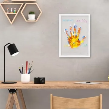 Family Handprint Frame Kit for 4 with 12 Paints&9 Pens,New Parents Gifts for Couples After Birth,Baby Shower Gifts for Mom and Dad,Mothers Fathers Day Craft Wood,Christmas Birthday Gift(White)